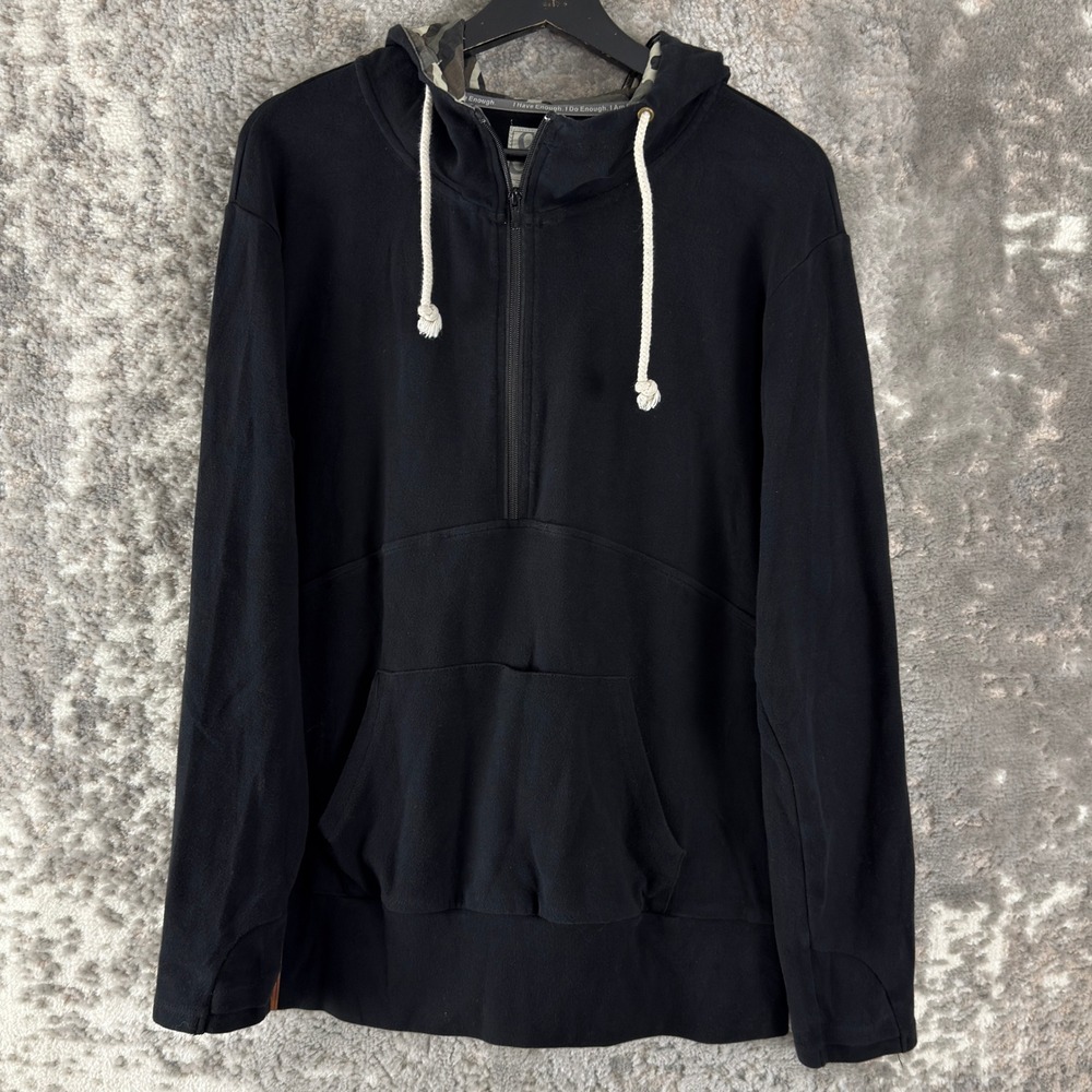 Ampersand Avenue Size XL Camo Hood Half Zip Pullover Hoodie Black Long Sleeve